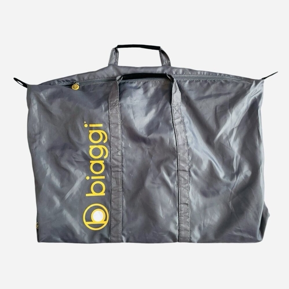 Grey Biaggi Leggero Logo Foldable Spinner Nylon Carry-On Bag Weekender Shopper - Picture 3 of 4